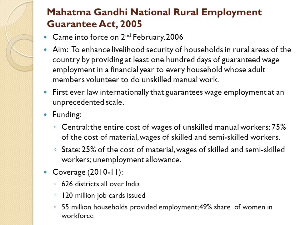 Mahatma gandhi national rural employment guarantee